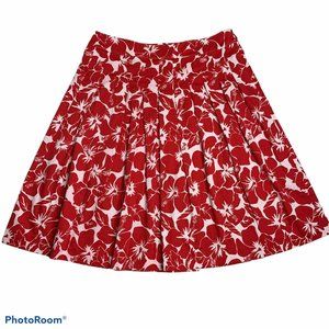 Talbots Petite 8 Red/White Pleated Skirt